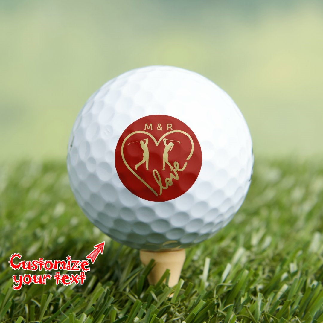 3/6/12pcs Personalized Golf Balls, Customized Love Heart Golf Balls, Great Golf Gift