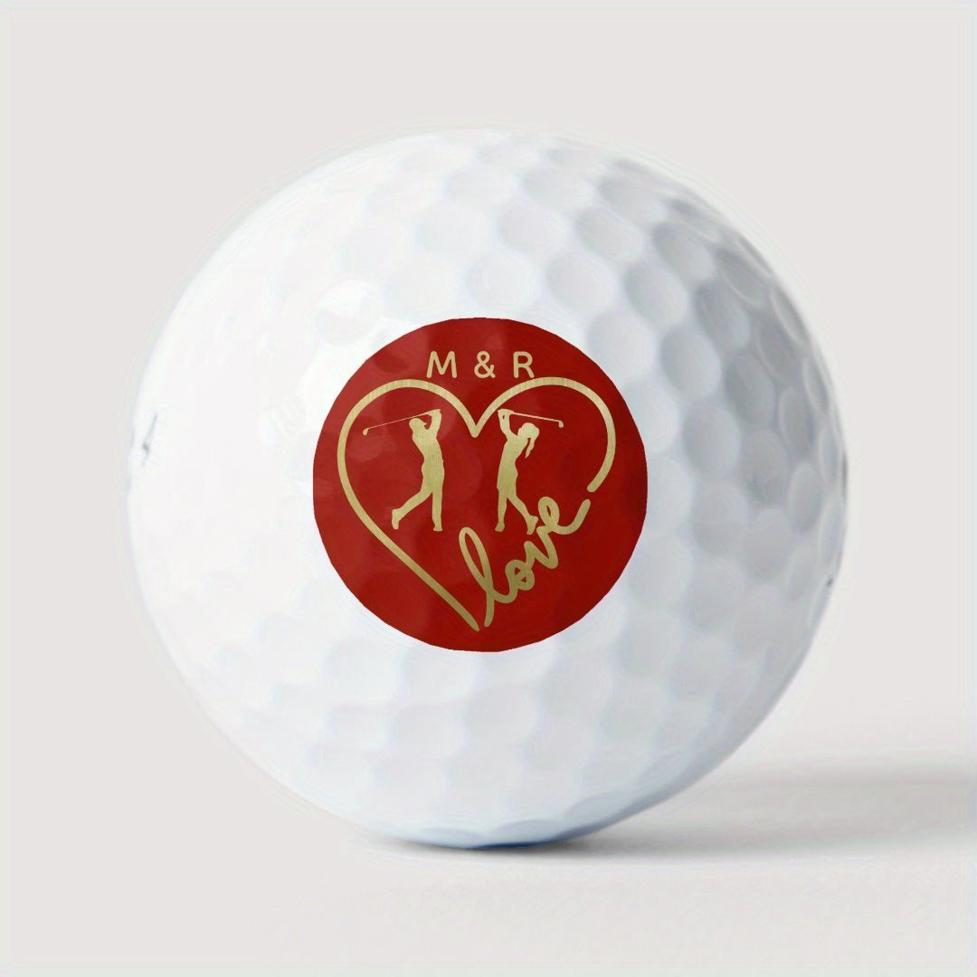 3/6/12pcs Personalized Golf Balls, Customized Love Heart Golf Balls, Great Golf Gift