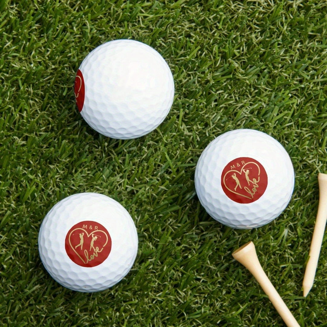 3/6/12pcs Personalized Golf Balls, Customized Love Heart Golf Balls, Great Golf Gift