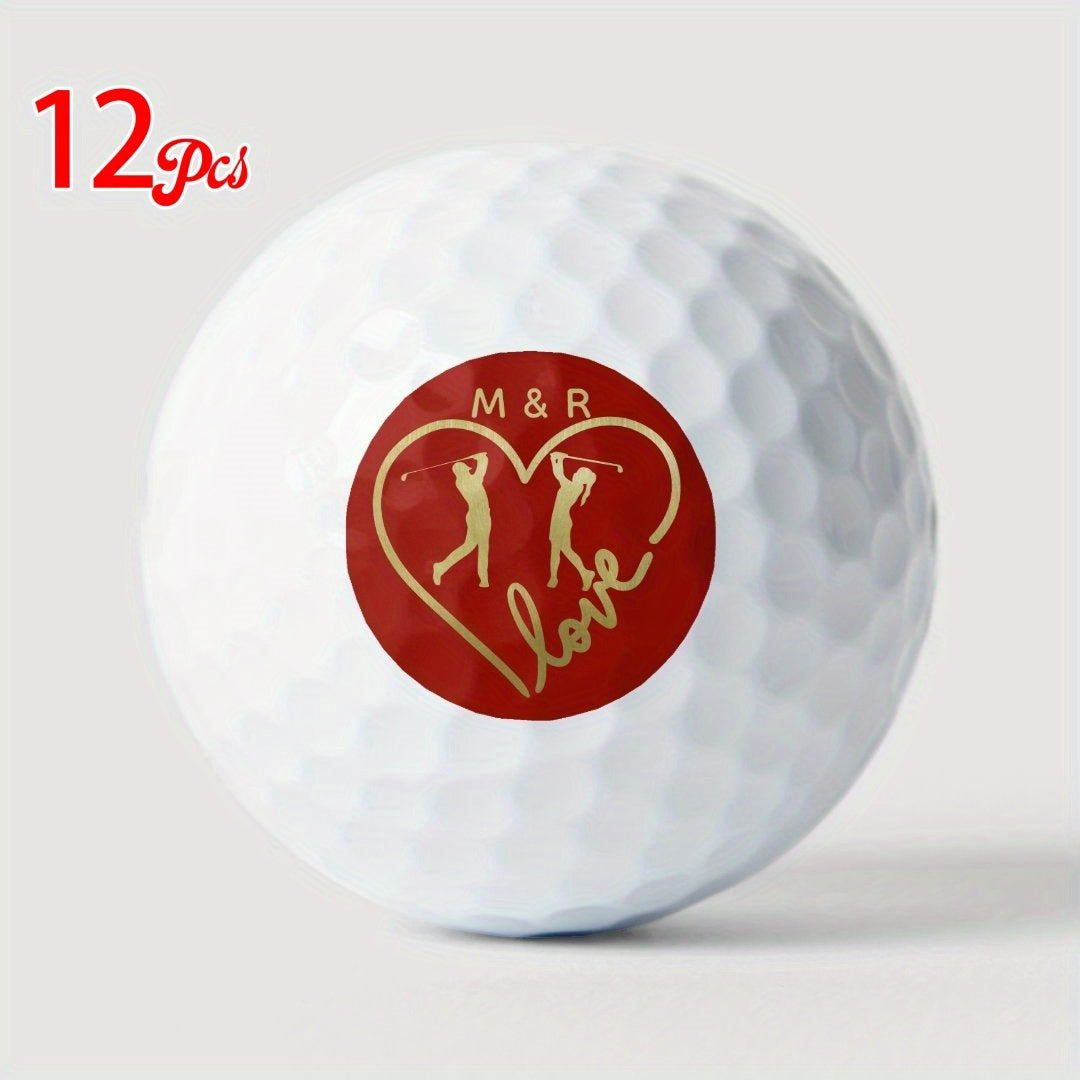3/6/12pcs Personalized Golf Balls, Customized Love Heart Golf Balls, Great Golf Gift