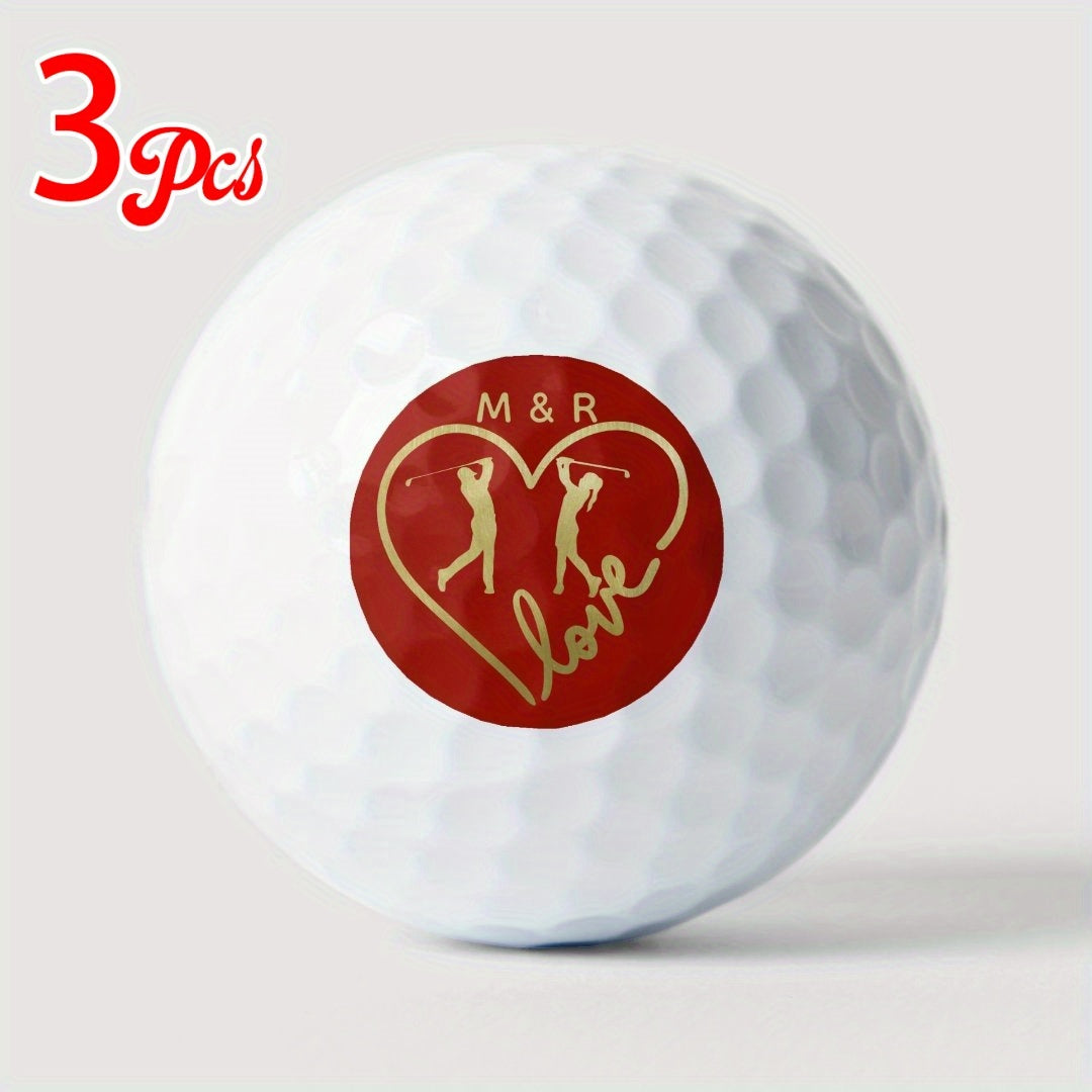 3/6/12pcs Personalized Golf Balls, Customized Love Heart Golf Balls, Great Golf Gift