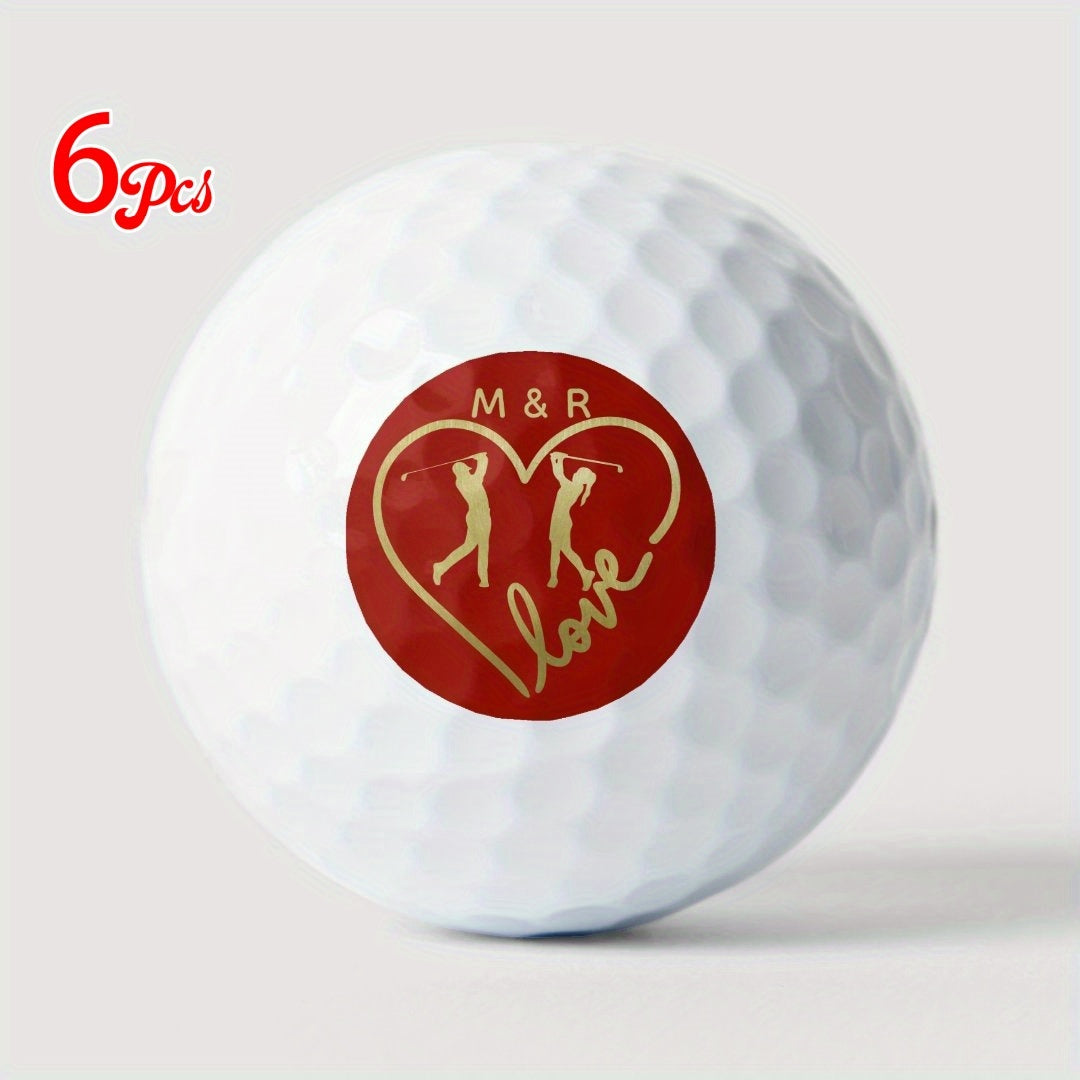 3/6/12pcs Personalized Golf Balls, Customized Love Heart Golf Balls, Great Golf Gift