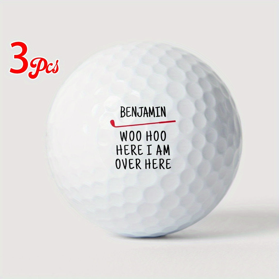 3/6/12pcs Personalized Golf Balls - Custom Text/Name/Message, Durable Rubber White Golf Balls for Golfers, Golf Course & Club Essentials, Birthday Gift for Golf Enthusiasts, Golf Accessories
