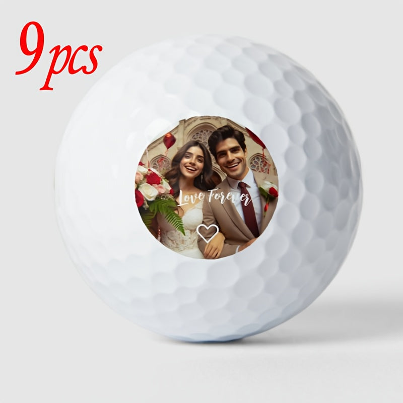 Pack of 1/3/6/9/12 Custom Photo Golf Balls, Two-Tier Premium Rubber Golf Ball, with Personalized Picture, for Adults, Outdoor Practice, Unique Valentine'S Day Gift for Significant Other, Family, Friends